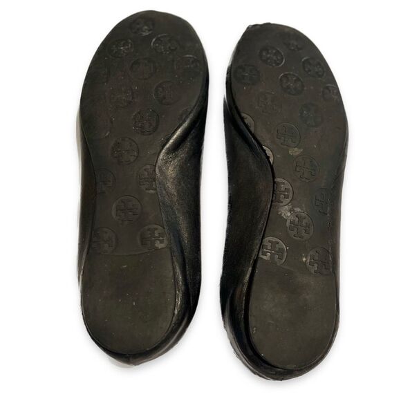 Tory Burch Black Leather Reva Ballet Flats Size 8.5 - Picture 5 of 10